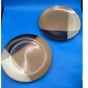 Sango Gold Dust Black Dinner Plates Pair (4 pair available) excellent